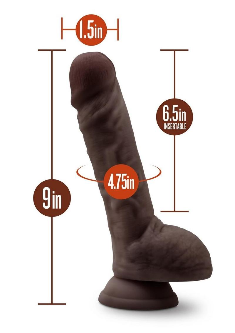 Dr. Skin Silicone Dr. Mason Dildo with Balls and Suction Cup - Chocolate - 9in