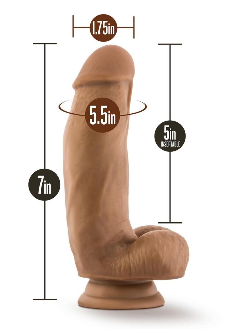 Dr. Skin Silicone Dr. Samuel Dildo with Balls and Suction Cup - Caramel/Mocha - 7in