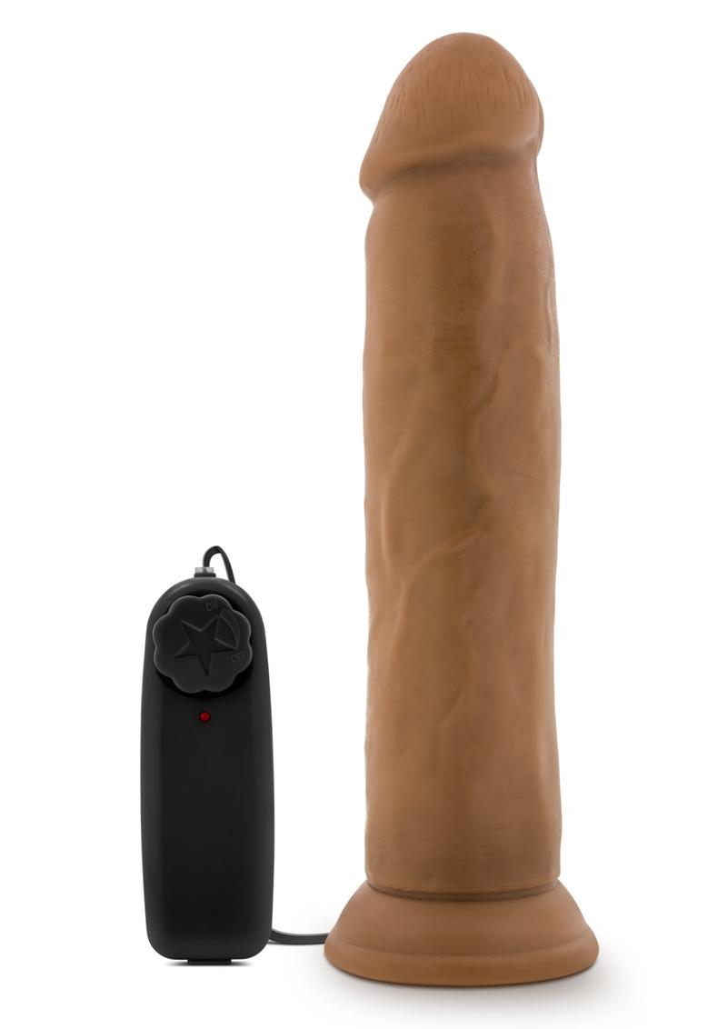 Dr. Skin Dr. Throb Vibrating Dildo with Remote Control - Brown/Mocha - 9.5in