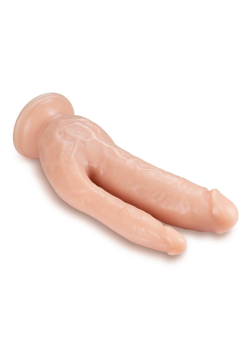 Dr. Skin Dual Penetrating Dildo with Suction Cup - Vanilla - 8in