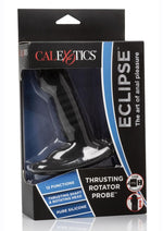 Eclipse Thrusting Rotator Probe Silicone Rechargeable Vibrating Butt Plug with Remote Control - Black