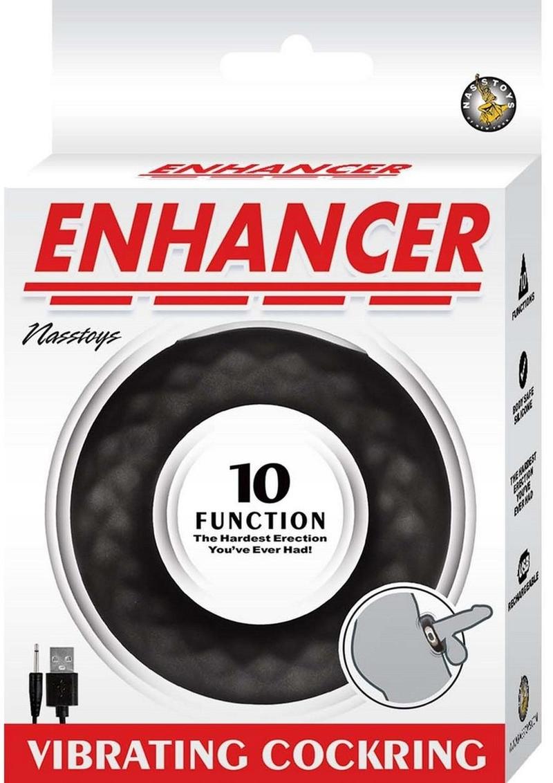 Enhancer Rechargeable Silicone Vibrating Cockring - Black