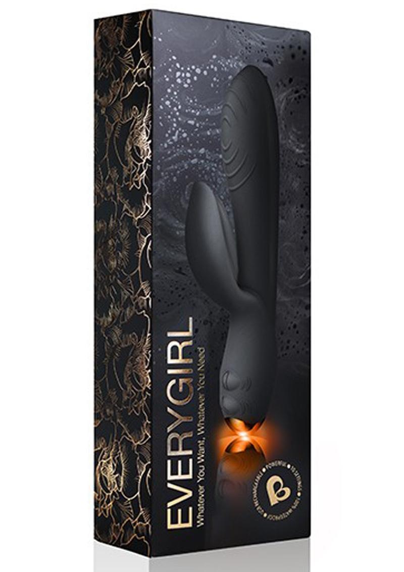 Every Girl Rechargeable Silicone Rabbit Vibrator - Black