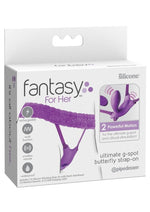 Fantasy For Her Ultimate G-Spot Butterfly Strap-On Rechargeable Silicone with Remote Control - Purple