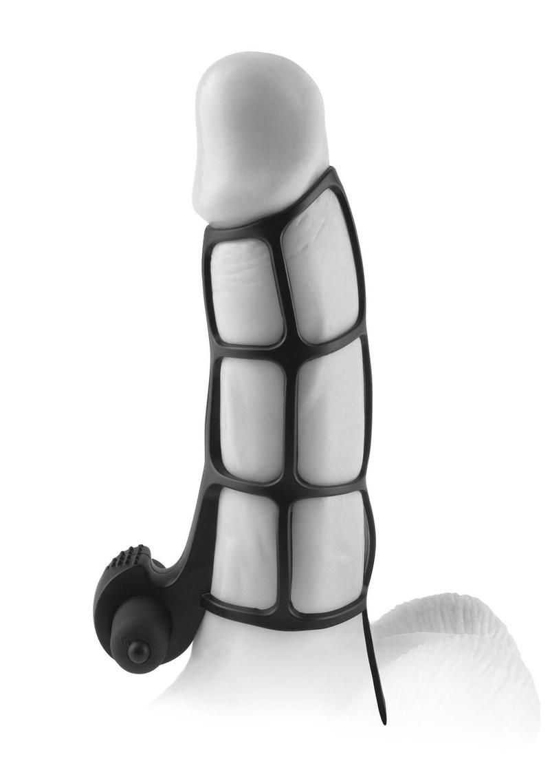 Fantasy X-Tensions Silicone Deluxe Power Vibrating Cock Cage - Black