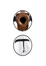 Fetish Fantasy Series Vibrating Hollow Strap-On Dildo with Balls and Harness with Remote Control - Chocolate - 7in