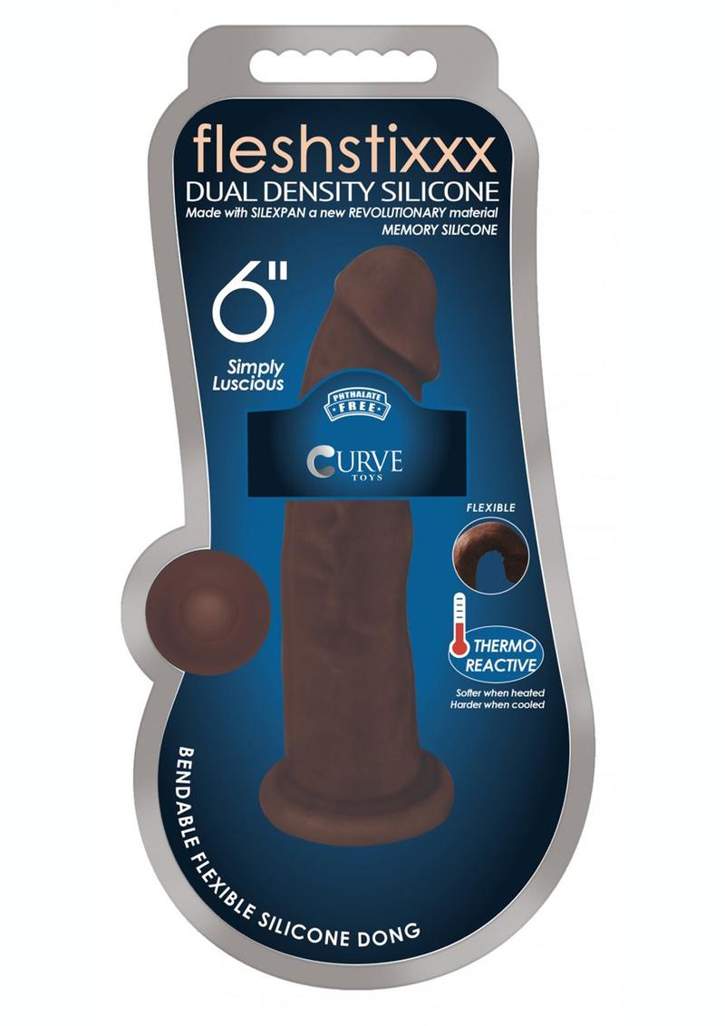 Fleshstixxx Dual Density Silicone Bendable Dong - Chocolate - 6in