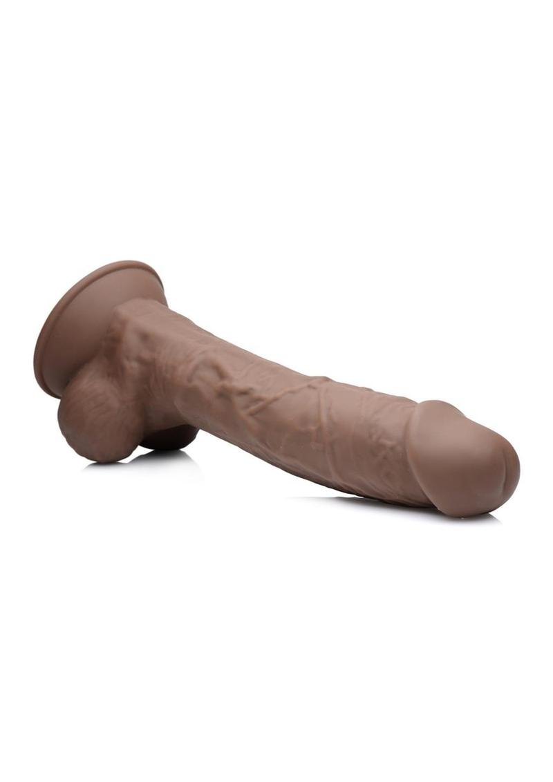 Fleshstixxx Dual Density Silicone Bendable Dong with Balls - Chocolate - 8.5in