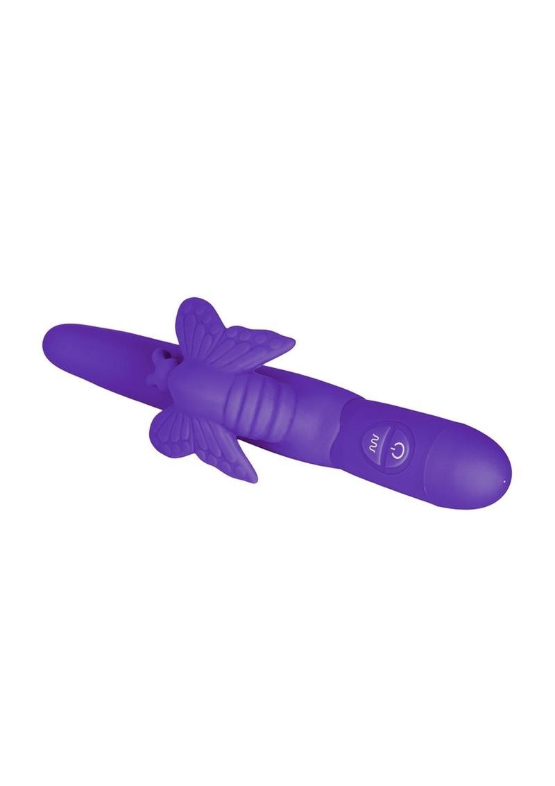 Fluttering Butterfly Silicone Rabbit Vibrator - Purple