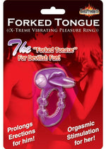 Forked Tongue Vibrating Silicone Cock Ring Waterproof - Purple