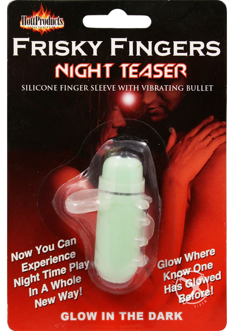 Frisky Fingers Night Teaser Silicone Finger Sleeve with Vibrating Bullet - Glow In The Dark