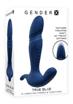 Gender X True Blue Rechargeable Silicone Thrusting Anal Vibrator - Blue