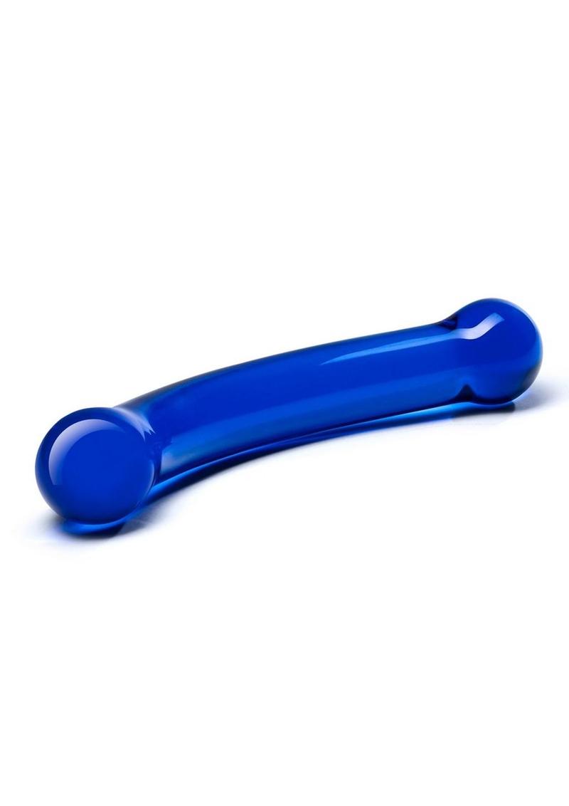 Glas Curved G-Spot Glass Dildo - Blue - 6in