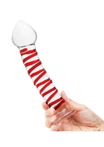 Glas Mr. Swirly Glass Dildo - Clear/Red - 8in