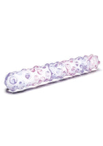 Glas Purple Rose Glass Nubby Dildo - Clear/Pink - 9in