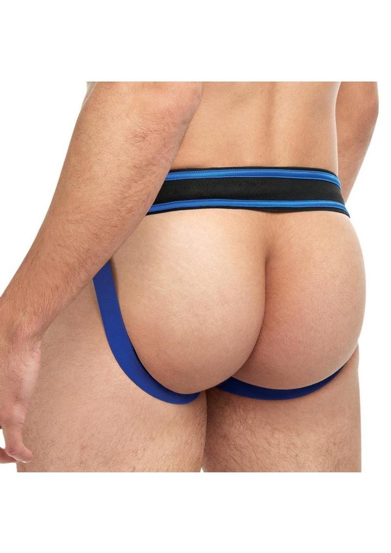 Goal Line Lace-Up Jockstrap - Blue - Large/XLarge