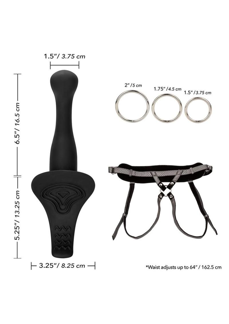 Her Royal Harness The Royal Vibrating Strap-On Set with Silicone Rechargeable Dildo - Black