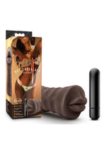 Hot Chocolate Heather Vibrating Masturbator with Bullet - Mouth - Chocolate