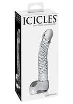 Icicles No. 61 Textured Glass G-Spot Dildo with Balls