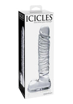 Icicles No. 63 Textured Glass Dildo with Balls