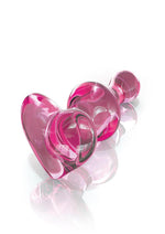 Icicles No 75 Beaded Heart Shaped Glass Anal Plug - Pink