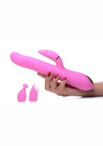 Inmi Versa-Thrust Rechargeable Silicone 10x Rabbit Vibrator with 3 Attachments - Pink