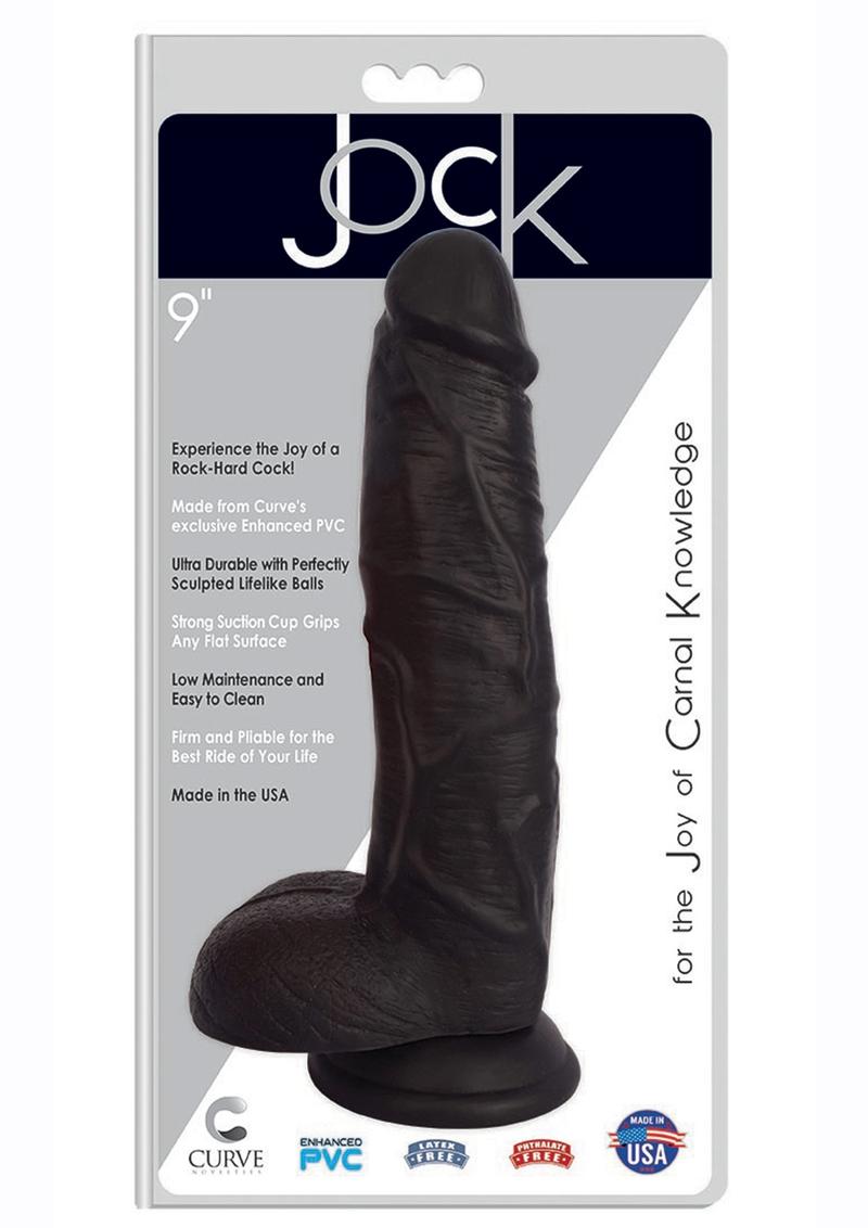 Jock Realistic Dildo with Balls - Black - 9in