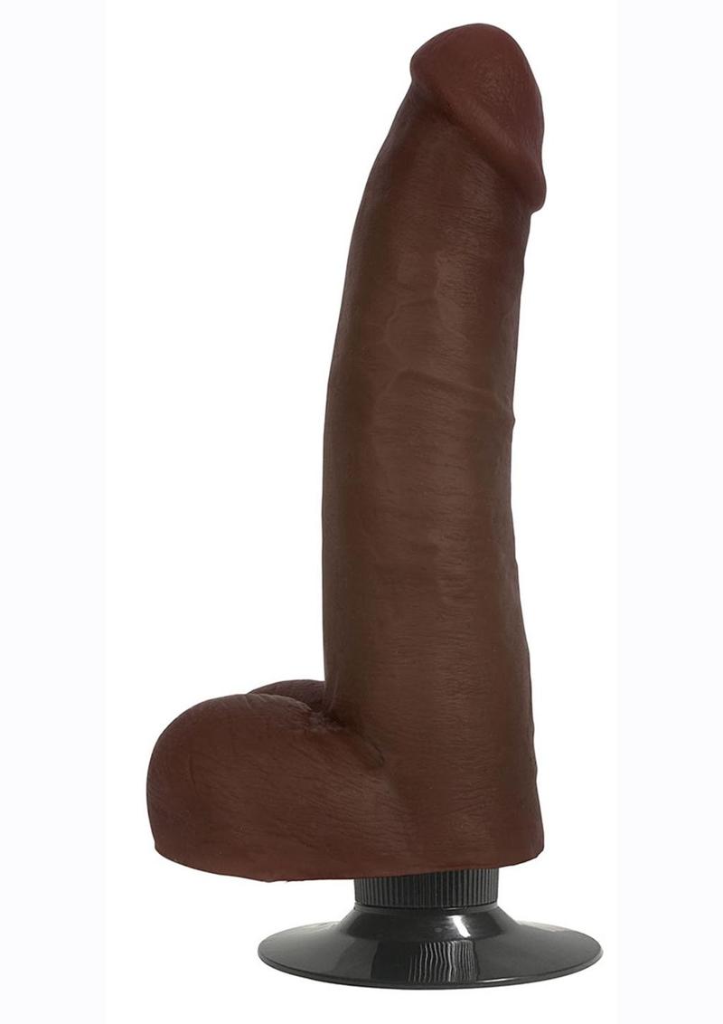 Jock Vibrating Dildo with Balls - Chocolate - 8in