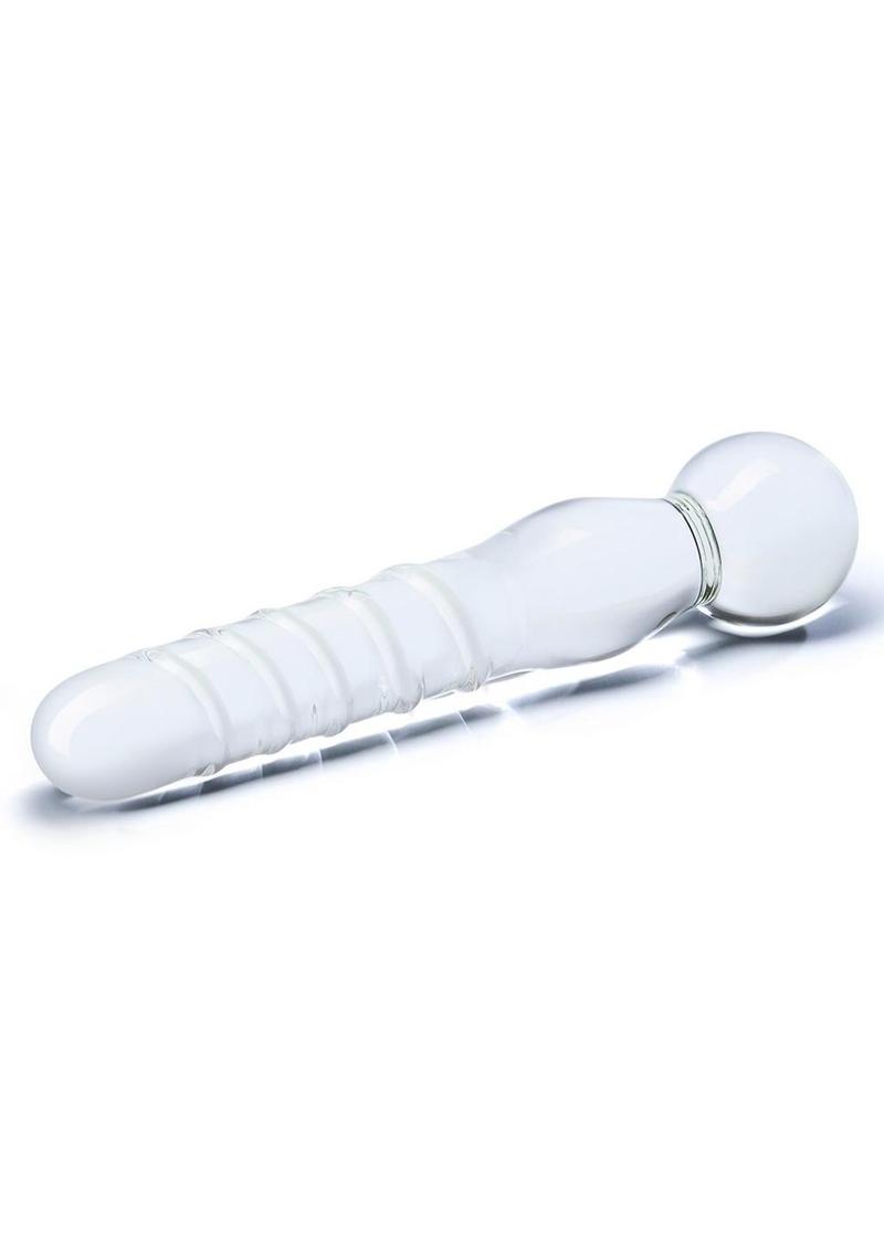 Joystick Textured Glass Dildo - Clear