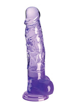 King Cock Clear Dildo with Balls - Clear/Purple - 8in