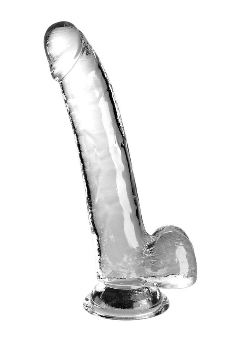 King Cock Clear Dildo with Balls - Clear - 9in