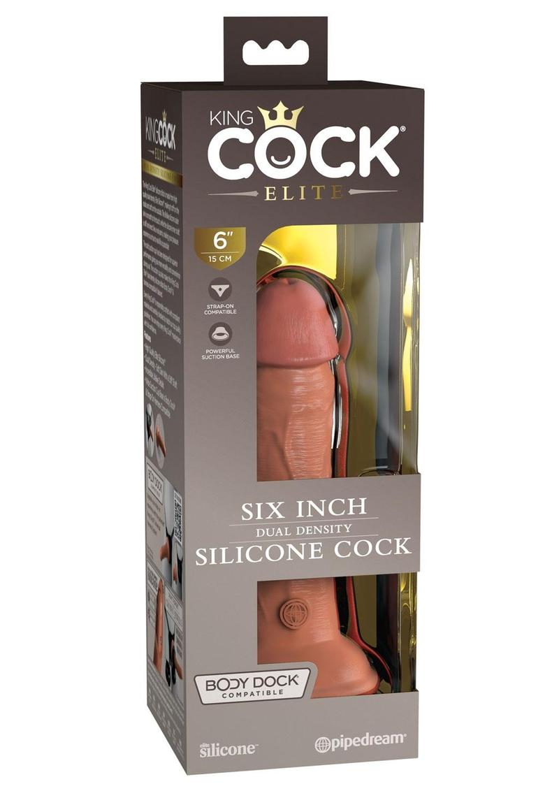 King Cock Elite Dual Density Silicone Dildo - Caramel - 6in