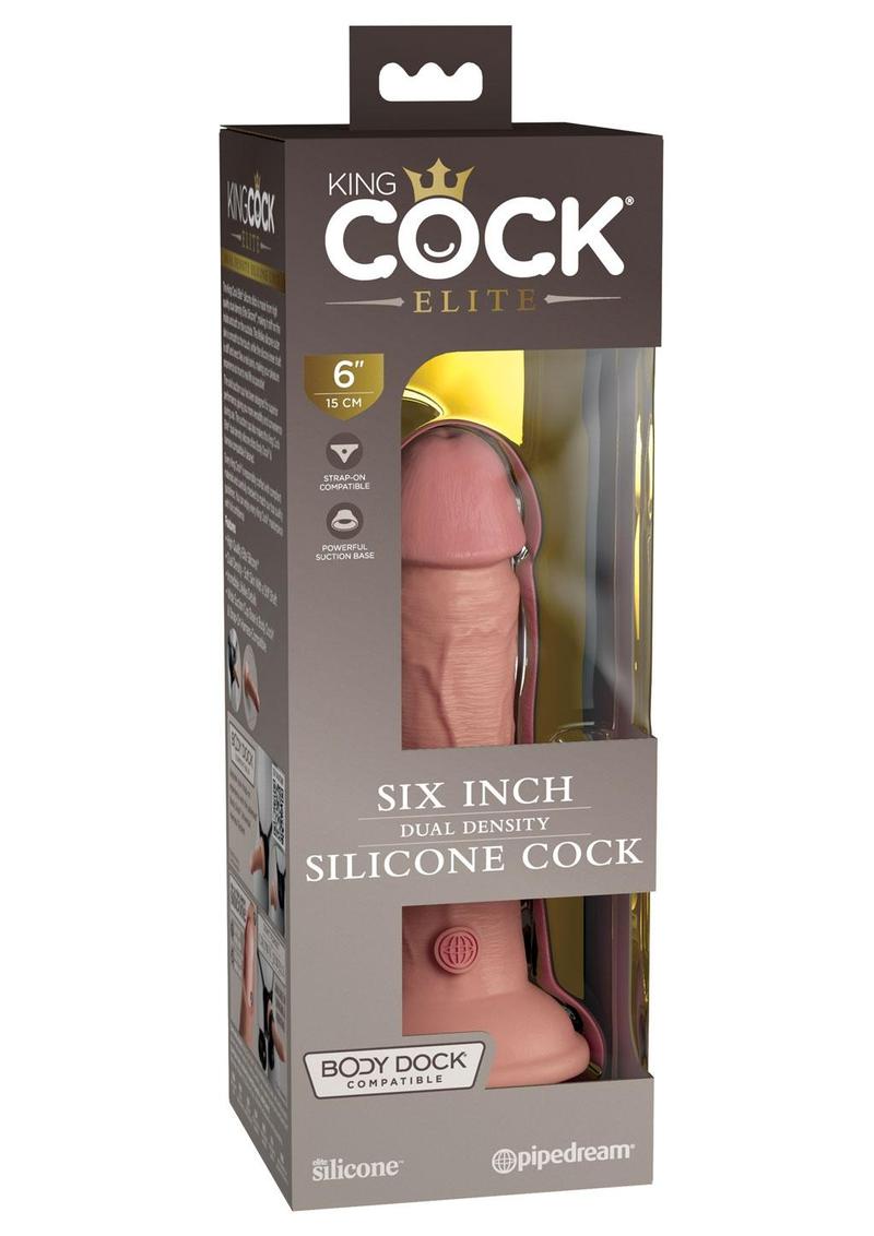 King Cock Elite Dual Density Silicone Dildo - Vanilla - 6in