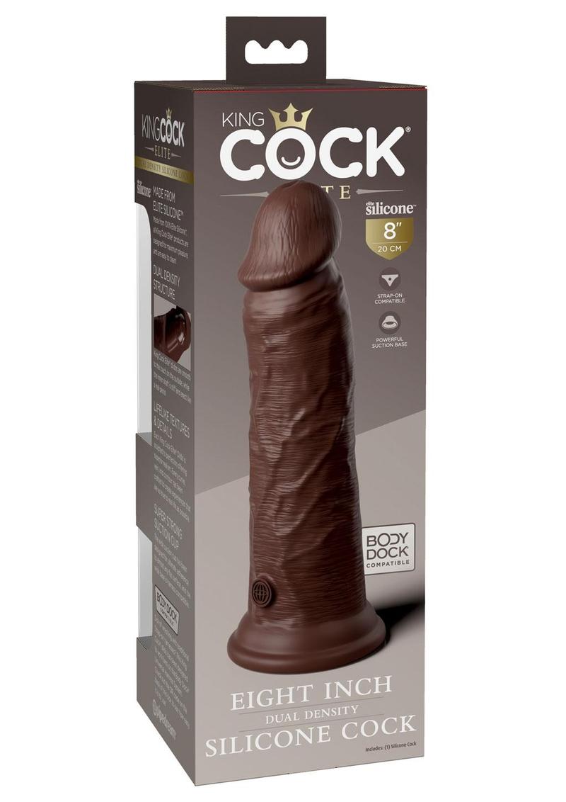 King Cock Elite Dual Density Silicone Dildo - Chocolate - 8in