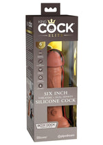 King Cock Elite Dual Density Vibrating Rechargeable Silicone Dildo - Caramel - 6in