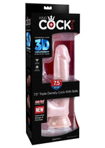 King Cock Plus Triple Density Dildo with Balls - Vanilla - 7.5in