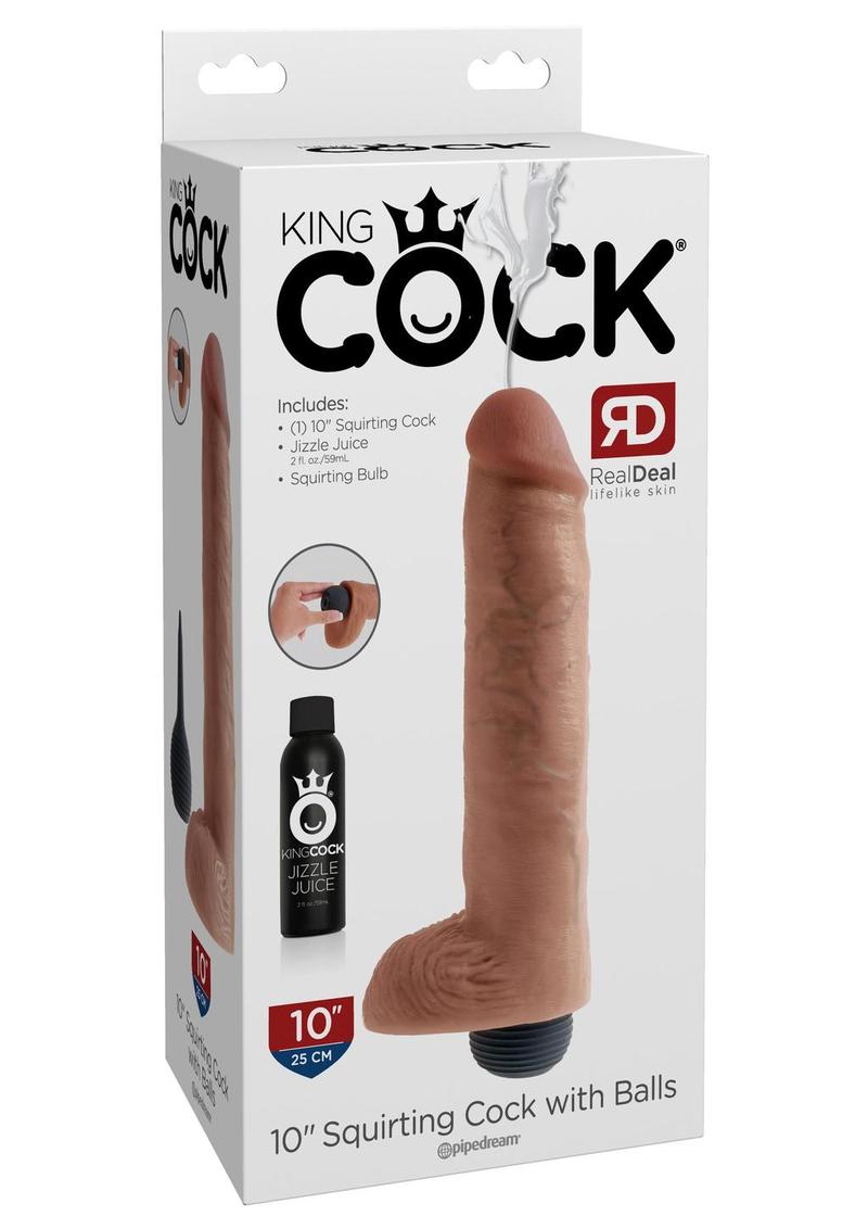 King Cock Squirting Dildo with Balls - Vanilla - 10in