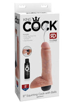 King Cock Squirting Dildo with Balls - Flesh/Vanilla - 8in