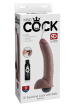 King Cock Squirting Dildo with Balls - Brown/Chocolate - 9in