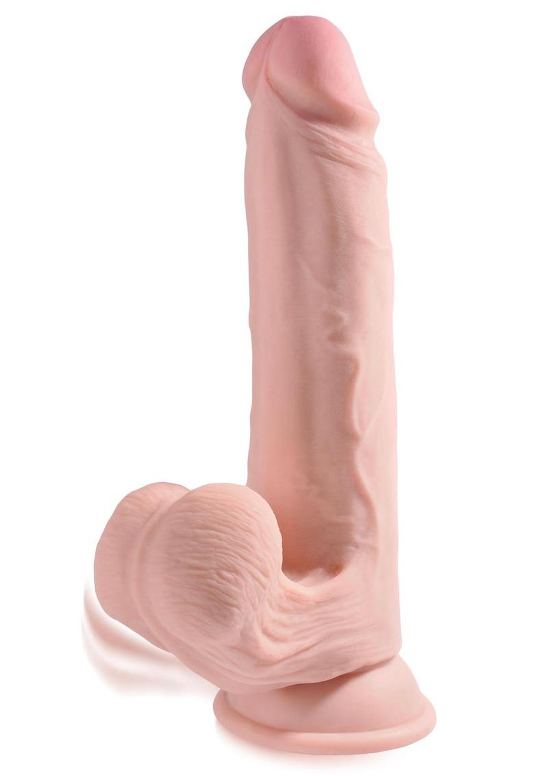 King Cock Triple Density Cock with Swinging Balls - Vanilla - 9in