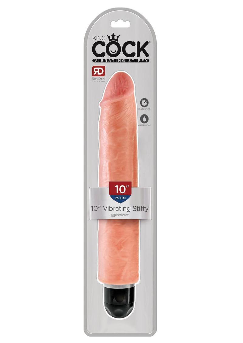 King Cock Vibrating Stiffy Dildo - Vanilla - 10in