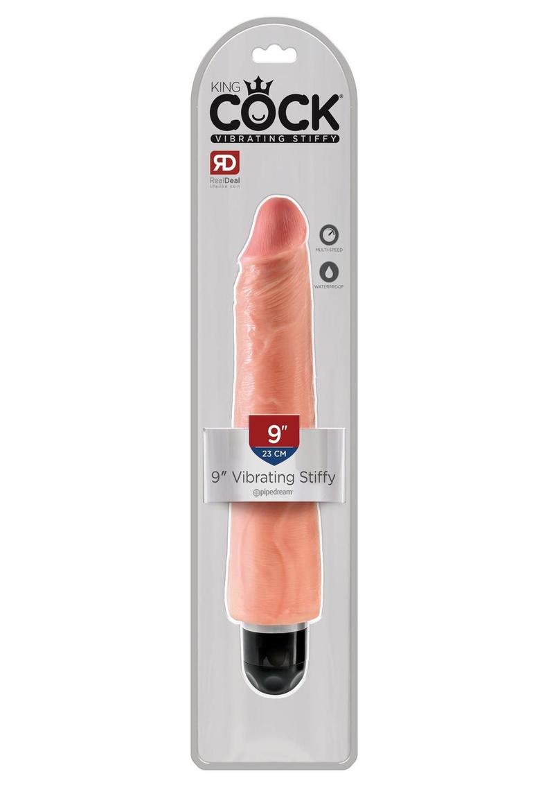 King Cock Vibrating Stiffy Dildo - Vanilla - 9in