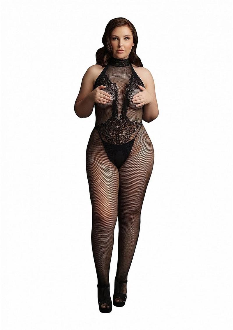 Le Desir Fishnet Lace Bodystocking - Black - Queen