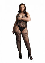 Le Desir Lace and Fishnet Bodystocking - Black - Queen