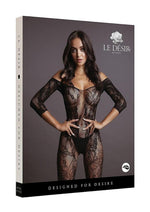 Le Desir Lace Sleeved Bodystocking - Black - One Size