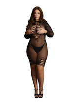 Le Desir Long Sleeve Fishnet Dress - Black - Queen