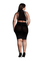 Le Desir Shade Kala Xxxvii Two Piece with Turtleneck, Crop Top and Skirt - Black - Queen