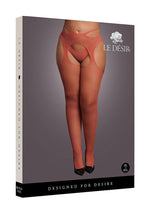 Le Desir Suspender Pantyhose with Strappy Waist - Queen - Sunset Glow - Orange - Queen