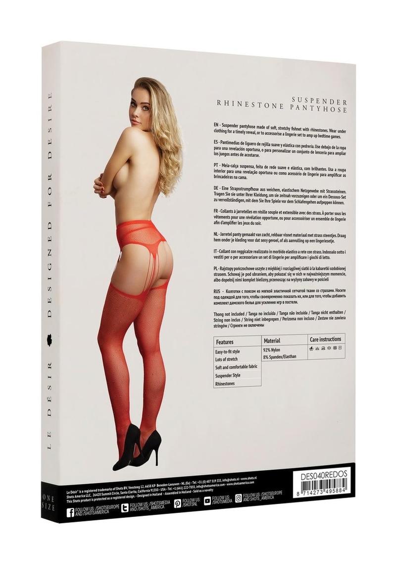 Le Desir Suspender Rhinestone Pantyhose