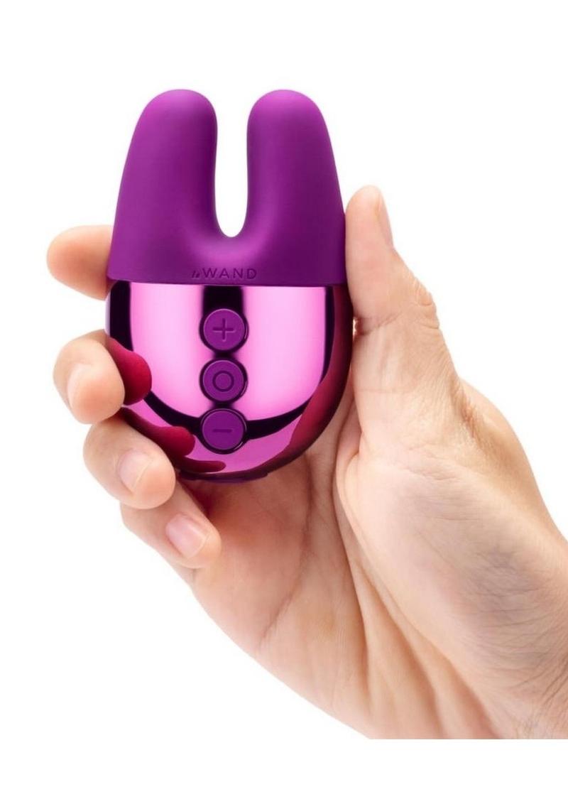 Le Wand Double Vibe Rechargeable Silicone Rabbit Vibrator - Cherry/Purple